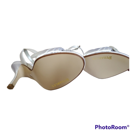 White Satin Heel Sandals Shoes - Size 5 / 35 - Picture 4 of 4